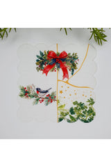 Christmas Decorated Cracked Pattern Bird Cocktail Napkin 1 Piece