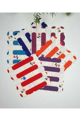 6-Pack Laser Cut Fabric Cocktail Napkins with Stripe and Floral Designs