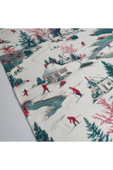 Sulu Boya Yılbaşı Kar Manzara Desenli Dijital Baskılı Runner