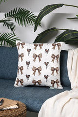 Leopar Kurdele Tasarımlı Kadife Kırlent Kılıfı - 43x43cm