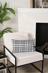 Ekose Desenli Kadife Bel Yastığı Kılıfı 55x35cm