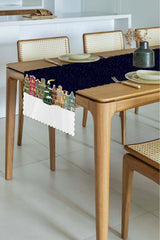 Elegant Laser Cut Runner with Navy Blue Sky Christmas Themed Houses Design