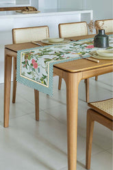 Pastel Blue Ground Botanical Flower Design Laser Cut Runner 48x135cm