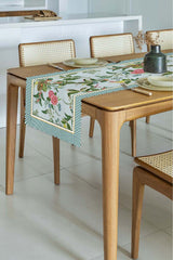 Pastel Blue Ground Botanical Flower Design Laser Cut Runner 48x135cm