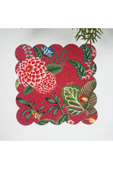 Bordeaux Ground Botanical Floral Laser Cut Fabric Cocktail Napkin 1 Piece