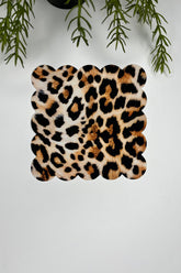 Leopard Pattern Laser Cut Cocktail Napkin 1 Piece