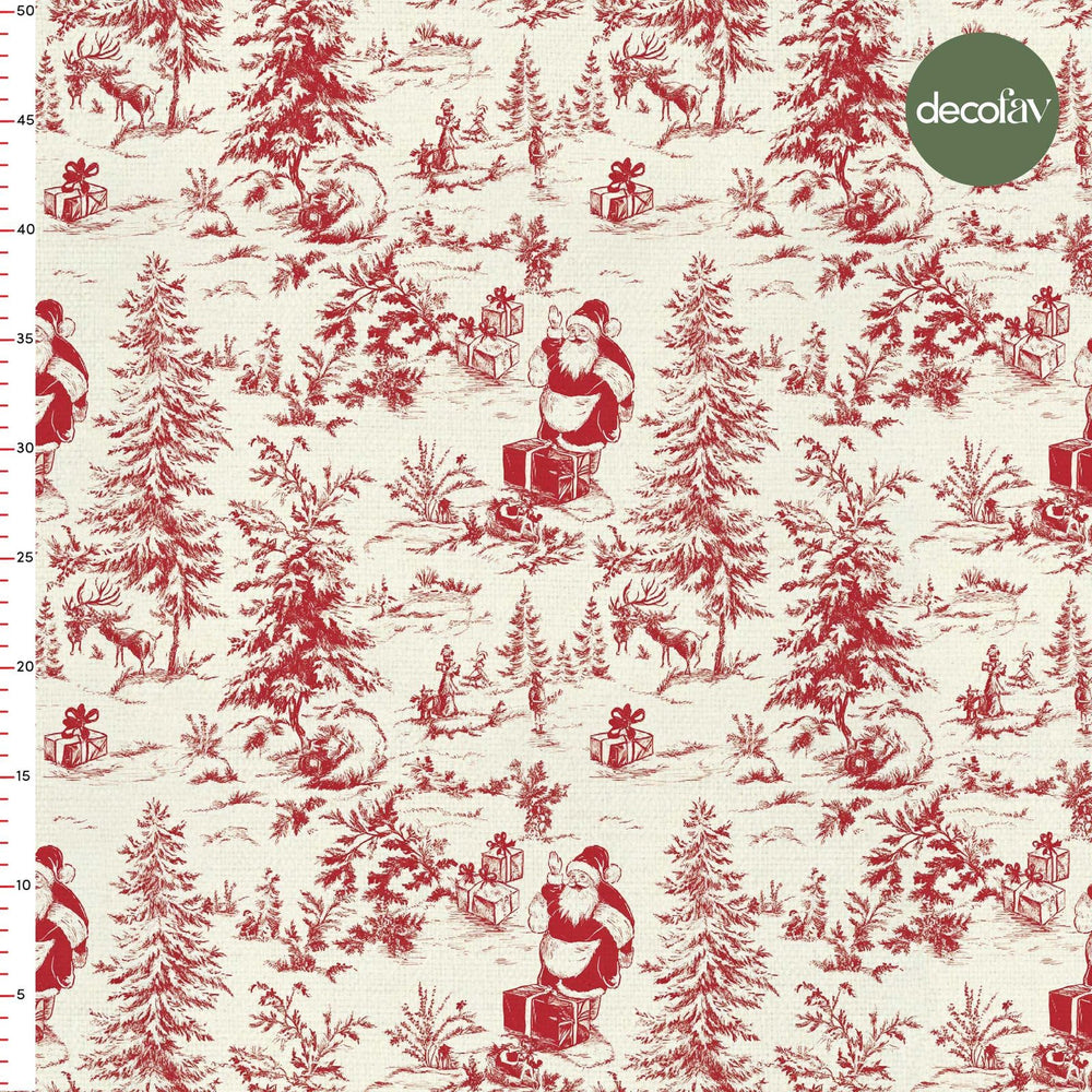Yılbaşı Temalı Toile de Jouy Desenli Dijital Baskılı Kumaş - Decofav | Kırlent, Sofra Tekstili, Kumaş