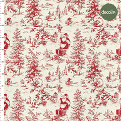 Yılbaşı Temalı Toile de Jouy Desenli Dijital Baskılı Kumaş - Decofav | Kırlent, Sofra Tekstili, Kumaş