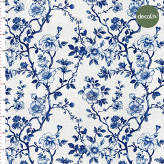 Tile Style Flower and Branch Patterned Digital Printed Fabric