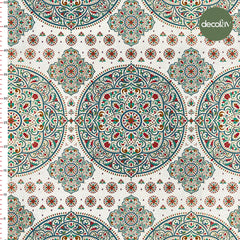 Oriental Mosaic Patterned Digital Printed Fabric