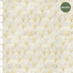 Ginkgo Leaves with Gold Details Patterned Digital Printed Fabric