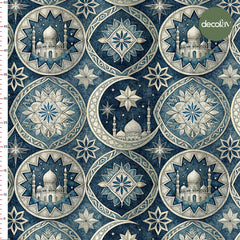 Islamic Flower and Mosque Ramadan Themed Digital Printed Fabric