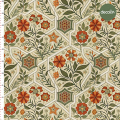 Digitally Printed Fabric with Geometric Stripes and Floral Patterns