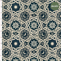 Ramadan Themed Digital Printed Fabric with Geometric Islamic Patterns