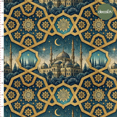 Ramadan Themed Digital Printed Fabric with Night Motif