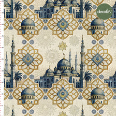 Ramadan Themed Digital Printed Fabric with Modern Islamic Patterns