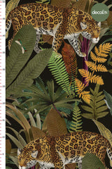 Digitally Printed Fabric with Exotic Leopard and Tropical Leaves Design
