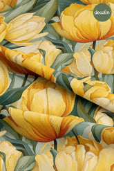 Large Yellow Tulip Patterned Digital Printed Fabric