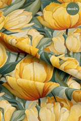 Large Yellow Tulip Patterned Digital Printed Fabric