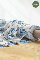Toile de Jour Digitally Printed Fabric with Tiger and Temple Pattern
