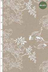 Beige Ground Koi Fish Toile Style Digital Printed Fabric