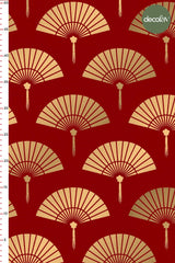 Traditional Chinese Style Fan Pattern Digital Printed Fabric