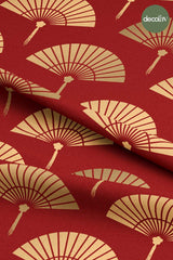 Traditional Chinese Style Fan Pattern Digital Printed Fabric