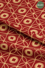 Traditional Chinese Style Geometric Pattern Digital Printed Fabric