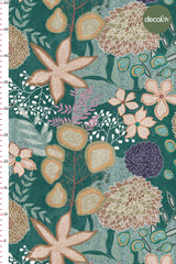 Digitally Printed Fabric with Abstract Flowers and Leaves Pattern