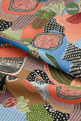 Abstract Dots Flowers Colorful Digital Printed Fabric