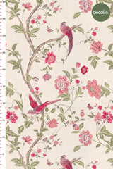 Chinoserie Style Branches and Birds Patterned Digital Printed Fabric