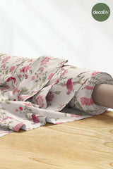 Chinoserie Style Branches and Birds Patterned Digital Printed Fabric