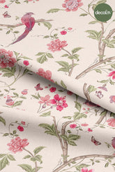 Chinoserie Style Branches and Birds Patterned Digital Printed Fabric