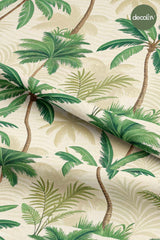 Digitally Printed Fabric with Watercolor Palm Pattern