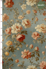 Victorian Garden Pastel Peony Pattern Digital Printed Fabric
