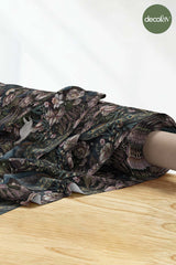 Exotic Midnight Peacocks and Botanical Flowers Digital Printed Fabric