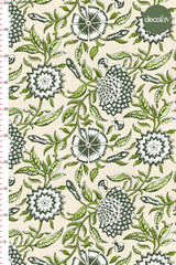 Green Stylized Flowers and Leaves Patterned Digital Printed Fabric