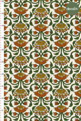 Seljuk Stylized Floral Pattern Digital Printed Fabric