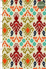 Ikat Motif Patterned Beige Ground Digital Printed Fabric