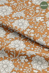 Cinnamon Gravure Linear Floral Pattern Digital Printed Fabric