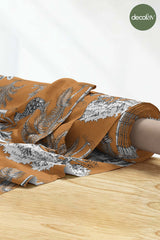 Elephant Themed Engraving Themed Toile Style Digital Printed Fabric