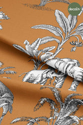 Fil Temalı Gravür Temalı Toile Tarzı Dijital Baskılı Kumaş