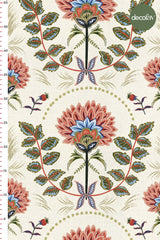 Symmetrical Folk Floral Patterned Digital Printed Fabric