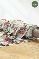 Symmetrical Folk Floral Patterned Digital Printed Fabric