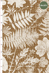 Wicker Textured Ground Flower Silhouette Patterned Digital Printed Fabric