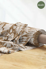 Wicker Textured Ground Flower Silhouette Patterned Digital Printed Fabric