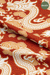 Digitally Printed Fabric with Mythological Chinese Dragon Pattern