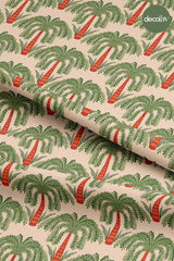 Retro Palm Patterned Digital Printed Fabric