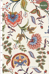 Hand Drawn Folk Flower Patterned Digital Printed Fabric