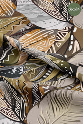 Etnik Boho Stili Yaprak Desenli Dijital Baskılı Kumaş